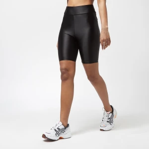 Ladies Highwaist Shiny Metallic Cycle Shorts, markiUrban Classics, Szorty sportowe, w kolorze czarny, rozmiar: