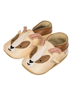 Lait et Miel Skórzane buty "Chamois" w kolorze beżowym do raczkowania rozmiar: 17/18