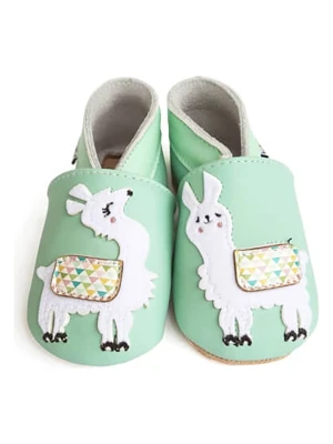 Lait et Miel Skórzane buty "Lama" w kolorze zielonym do raczkowania rozmiar: 25/26