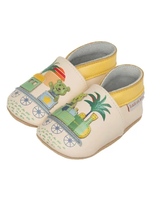 Lait et Miel Skórzane buty "Little train" w kolorze beżowym ze wzorem do raczkowania rozmiar: 21/22