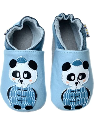 Lait et Miel Skórzane buty "Panda" w kolorze błękitnym do raczkowania rozmiar: 19/20