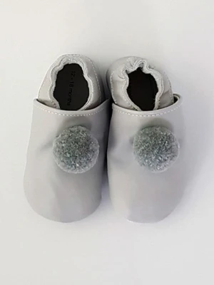 Lait et Miel Skórzane buty "Pompons" w kolorze szarym do raczkowania rozmiar: 27/28