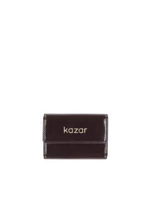 Lakierowany portfel damski w ciemnobrązowy kolorze Kazar