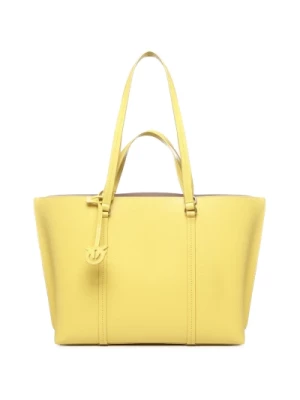 Laminowana skórzana torba shopper Pinko