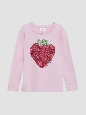 Langarmshirt mit Pailletten im Loose Fit s.Oliver fioletowy