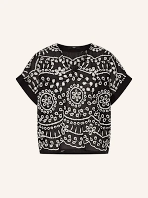 Lanius Bluzka Z Dziurkowanej Koronki schwarz