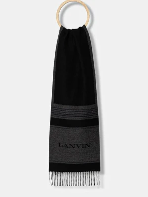 Lanvin szalik wełniany damski kolor czarny wzorzysty 710009252