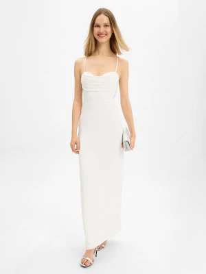 Laona Damska sukienka wieczorowa Kobiety Sztuczne włókno biały jednolity,