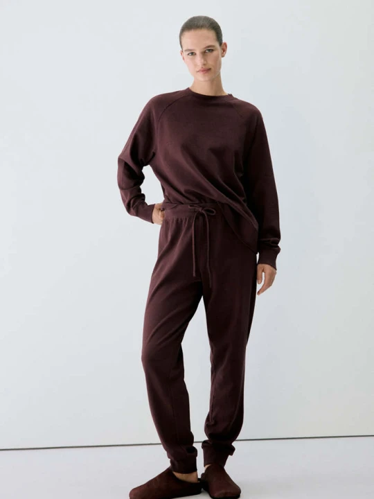 Zdjęcie produktu T-shirt 100% z wypranej bawełny burgund - Kobieta - MANGO