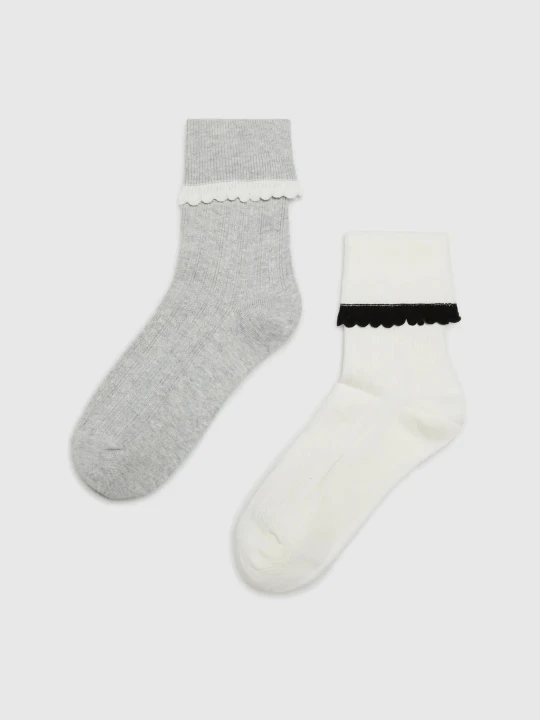 Zdjęcie produktu 2 pack długich skarpet szary, biały Moodo