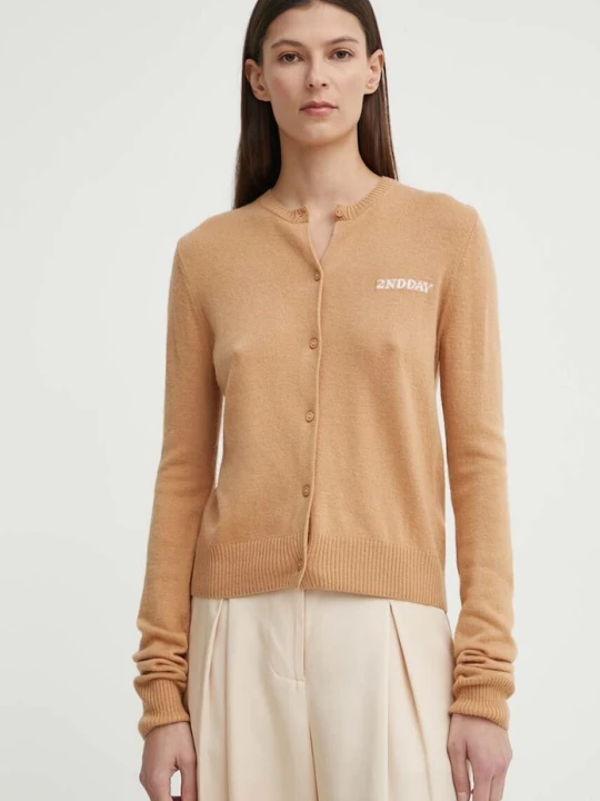 Zdjęcie produktu 2NDDAY kardigan z domieszką wełny 2ND Vinny TT - Soft Wool Blen brązowy