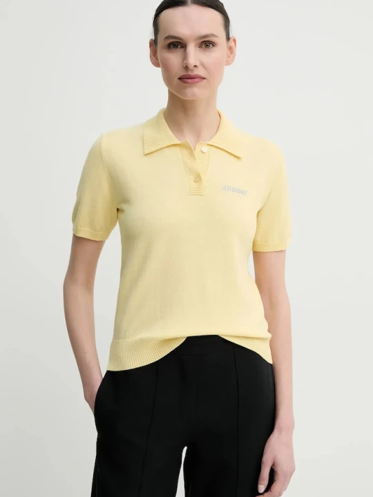 Zdjęcie produktu 2NDDAY polo z domieszką wełny Jean żółty