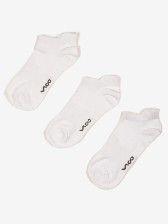 Zdjęcie produktu 3-pack Białe Skarpety z Bawełny w Stylu Stopek Ozdobione Napisem Marenala Vico