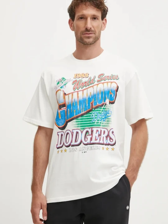 Zdjęcie produktu 47 brand t-shirt bawełniany MLB Los Angeles Dodgers beżowy