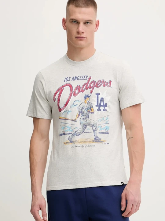Zdjęcie produktu 47 brand t-shirt bawełniany MLB Los Angeles Dodgers szary