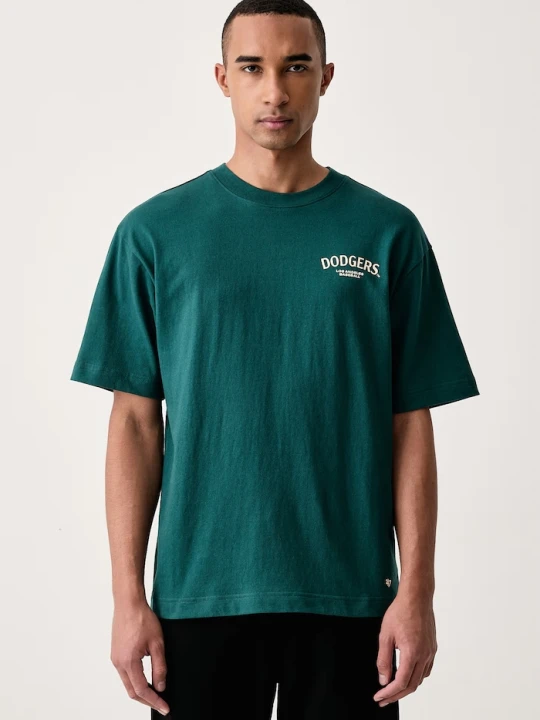 Zdjęcie produktu 47 brand T-shirt męski bawełniany MLB Los Angeles Dodgers turkusowy
