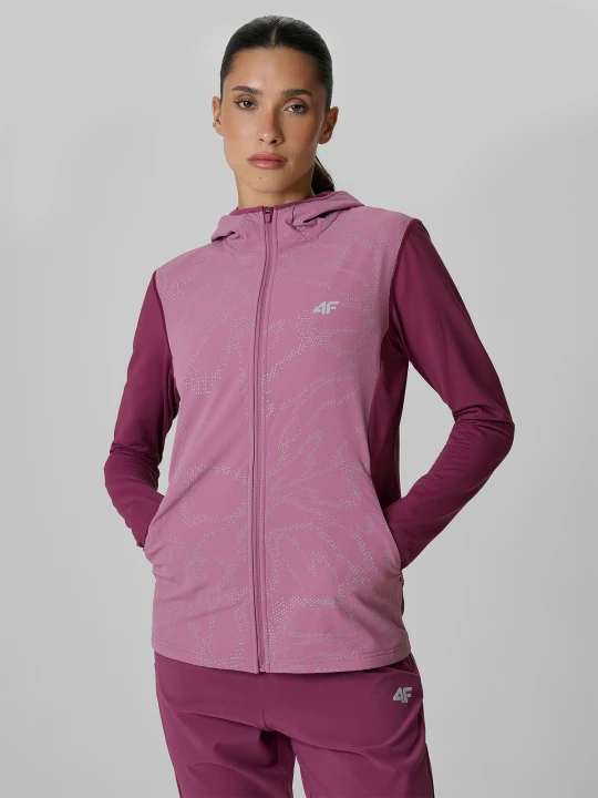 Zdjęcie produktu 4F Bluza do biegania regular z kapturem damska - fioletowa XL