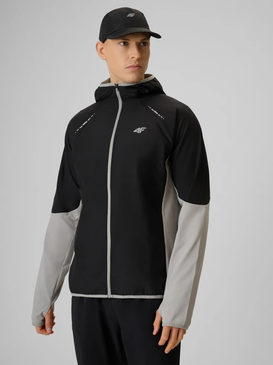 Zdjęcie produktu 4F Bluza do biegania regular z kapturem męska - szara S
