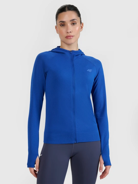 Zdjęcie produktu 4F Bluza do biegania w terenie rozpinana z kapturem damska - niebieska XS/S