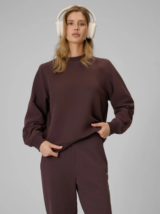 Zdjęcie produktu 4F Bluza dresowa loose bez kaptura damska - brązowa XS