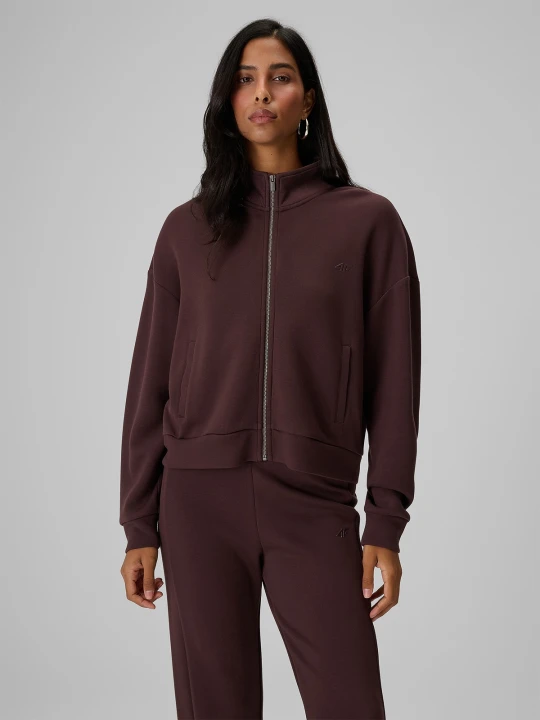 Zdjęcie produktu 4F Bluza dresowa loose bez kaptura damska - brązowa S