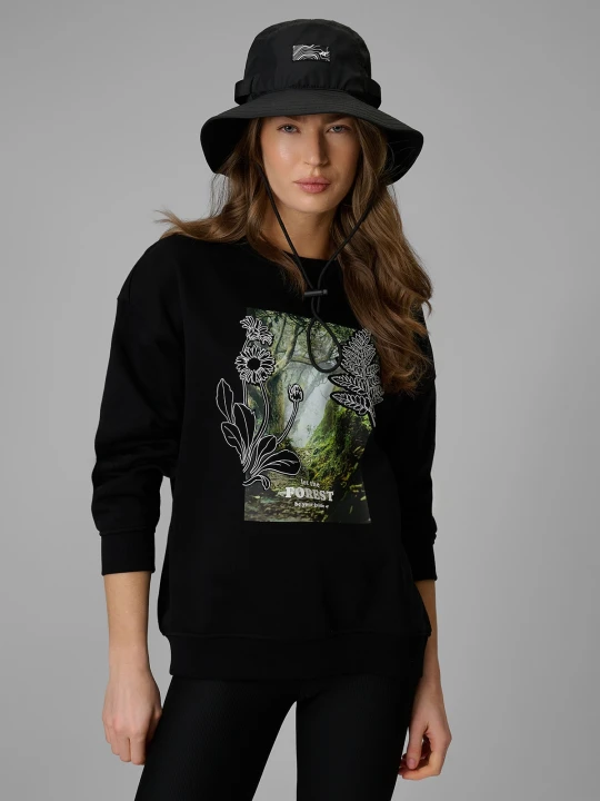 Zdjęcie produktu 4F Bluza dresowa loose bez kaptura damska - czarna M
