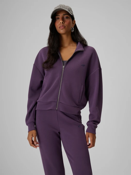 Zdjęcie produktu 4F Bluza dresowa loose bez kaptura damska - fioletowa S