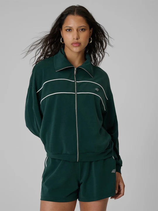 Zdjęcie produktu 4F Bluza dresowa loose bez kaptura damska - zielona XS