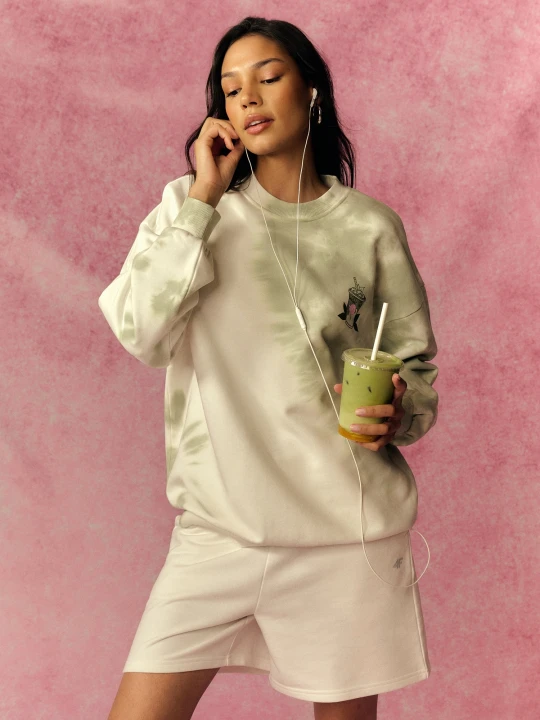 Zdjęcie produktu 4F Bluza dresowa loose bez kaptura damska - zielona M