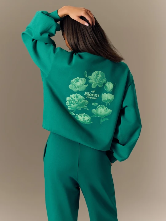 Zdjęcie produktu 4F Bluza dresowa loose bez kaptura damska - zielona XL