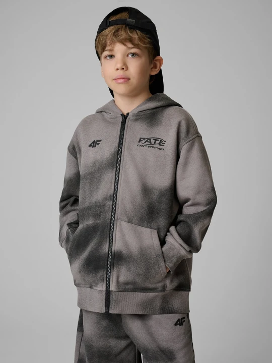 Zdjęcie produktu 4F Bluza dresowa loose z kapturem chłopięca - czarna 122 / 128 (6-8 lat)
