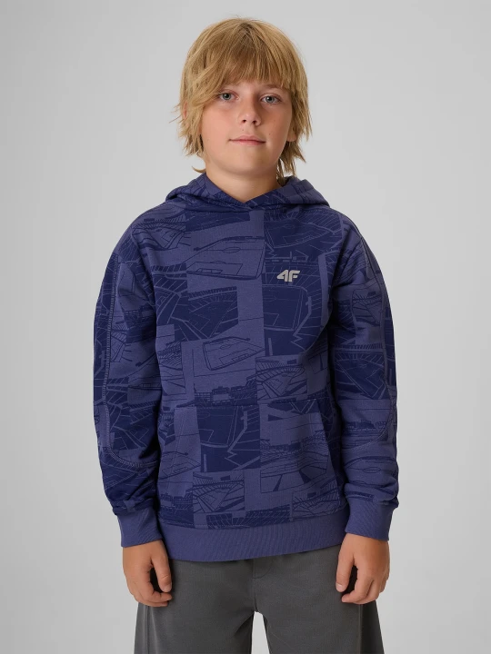 Zdjęcie produktu 4F Bluza dresowa loose z kapturem chłopięca - granatowa 134/140 (8-10 lat)