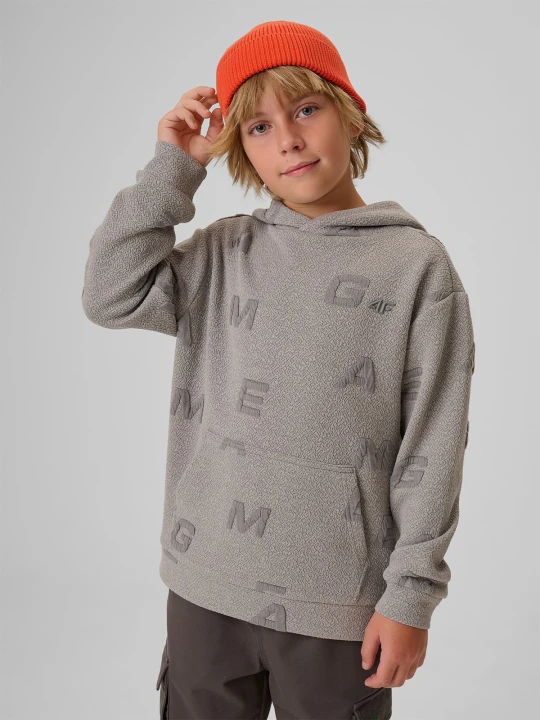 Zdjęcie produktu 4F Bluza dresowa loose z kapturem chłopięca - szara 122 / 128 (6-8 lat)