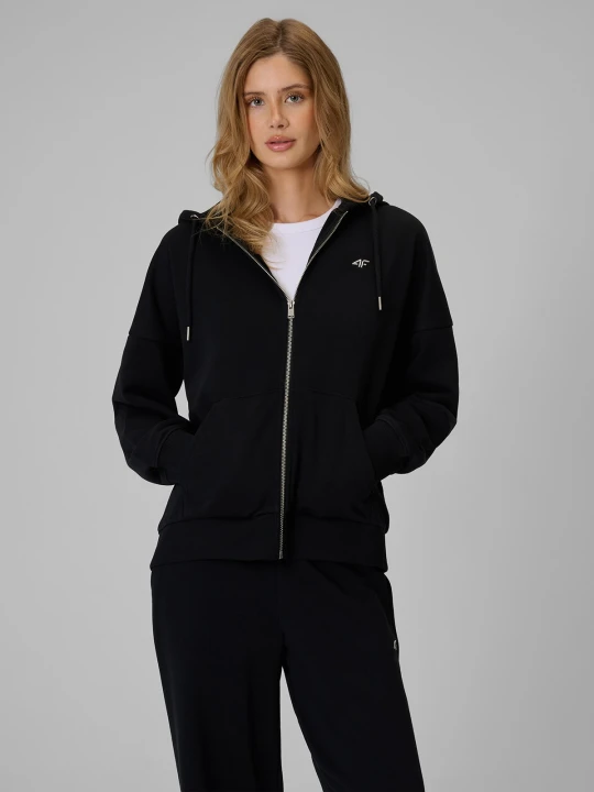 Zdjęcie produktu 4F Bluza dresowa loose z kapturem damska - czarna XS
