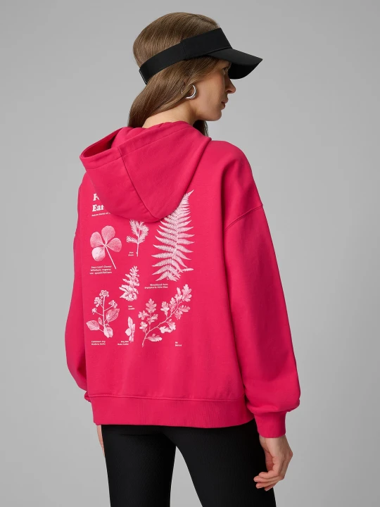 Zdjęcie produktu 4F Bluza dresowa loose z kapturem damska - różowa L