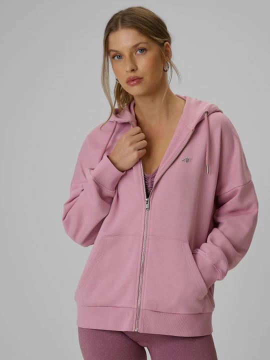 Zdjęcie produktu 4F Bluza dresowa loose z kapturem damska - różowa L