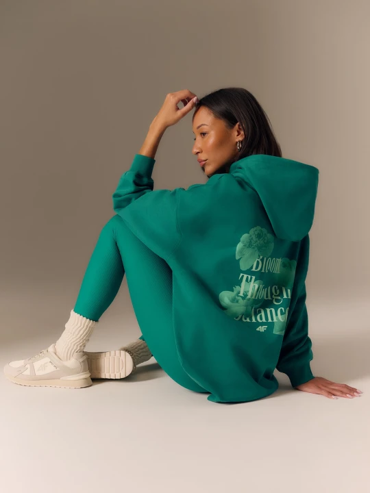 Zdjęcie produktu 4F Bluza dresowa loose z kapturem damska - zielona L