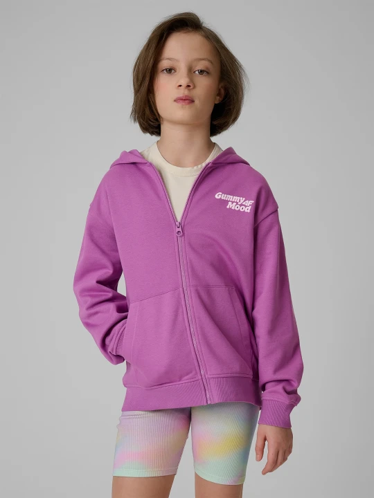 Zdjęcie produktu 4F Bluza dresowa loose z kapturem dziewczęca - fioletowa 146 / 152 (10-12 lat)