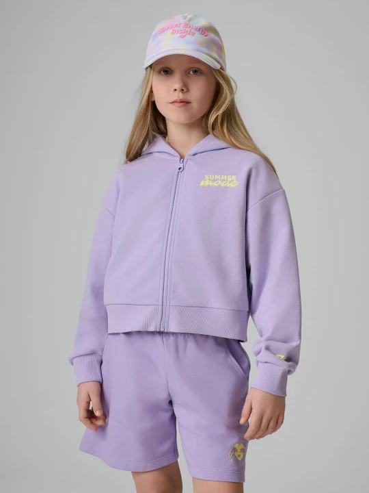 Zdjęcie produktu 4F Bluza dresowa loose z kapturem dziewczęca - fioletowa 134 / 140 (8-10 lat)