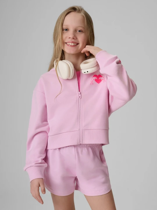 Zdjęcie produktu 4F Bluza dresowa loose z kapturem dziewczęca - różowa 146 / 152 (10-12 lat)