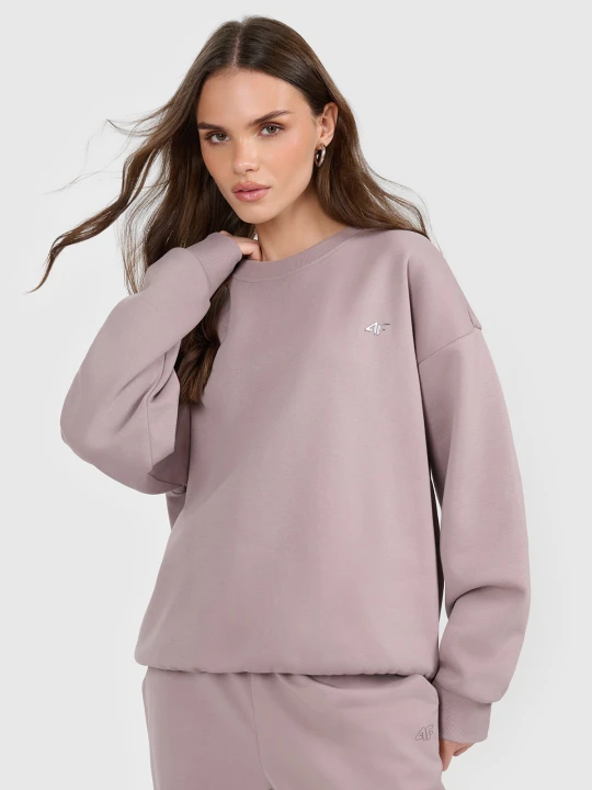 Zdjęcie produktu 4F Bluza dresowa nierozpinana bez kaptura damska - beżowa XL