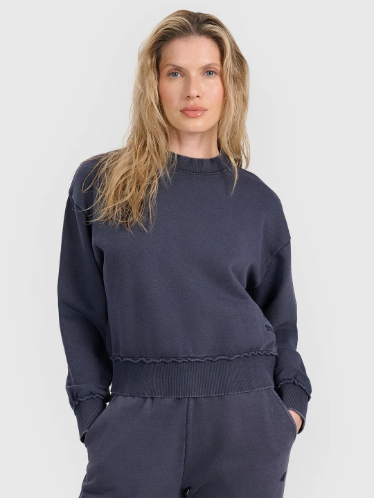 Zdjęcie produktu 4F Bluza dresowa nierozpinana bez kaptura damska - granatowa XXL