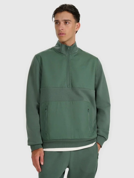 Zdjęcie produktu 4F Bluza dresowa nierozpinana bez kaptura męska - oliwkowa / khaki XXL zielony