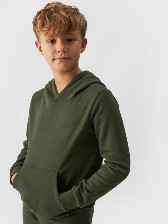 Zdjęcie produktu 4F Bluza dresowa nierozpinana z kapturem chłopięca - khaki 122 (6-7 lat) zielony