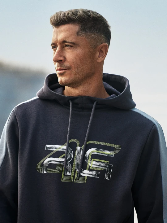 Zdjęcie produktu 4F Bluza dresowa nierozpinana z kapturem męska 4F x Robert Lewandowski - szary XL