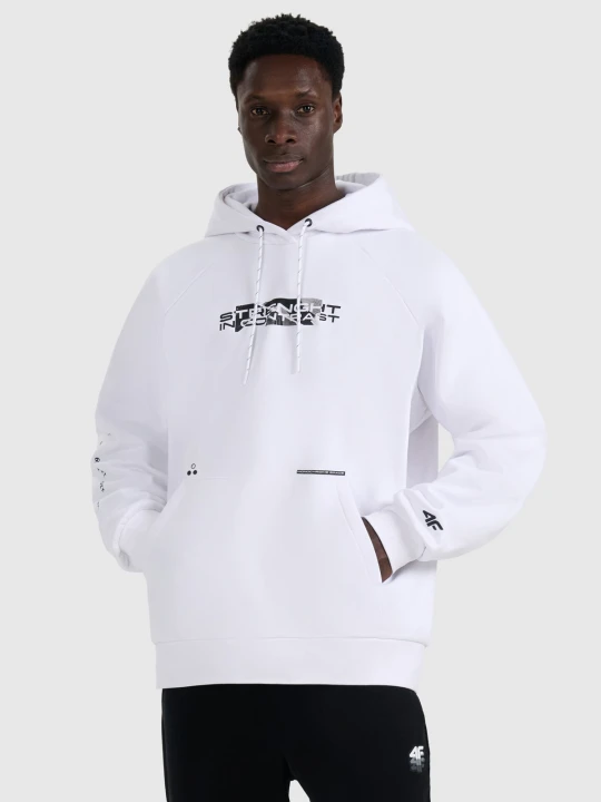 Zdjęcie produktu 4F Bluza dresowa nierozpinana z kapturem męska - biała XL