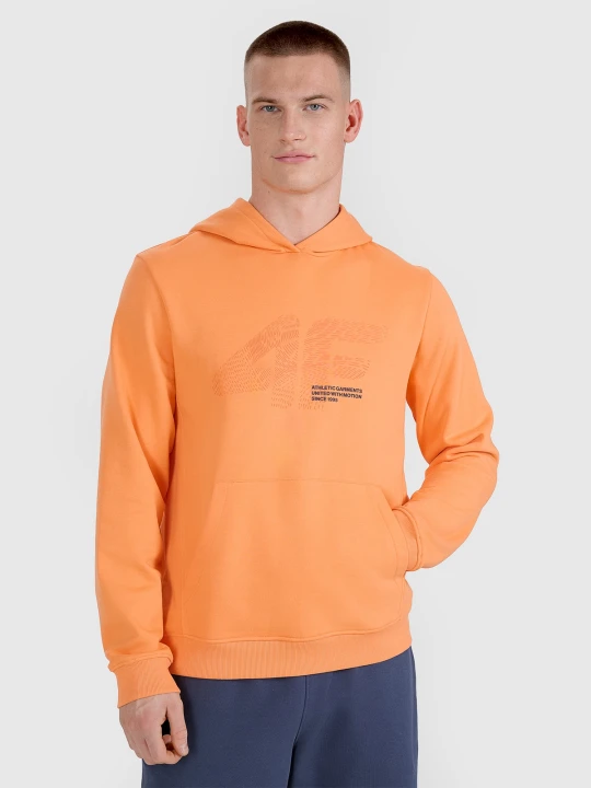 Zdjęcie produktu 4F Bluza dresowa nierozpinana z kapturem męska - pomarańczowa XL