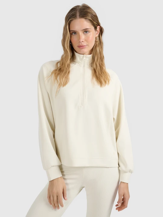 Zdjęcie produktu 4F Bluza dresowa nierozpinana z modalem damska - beżowa XXL