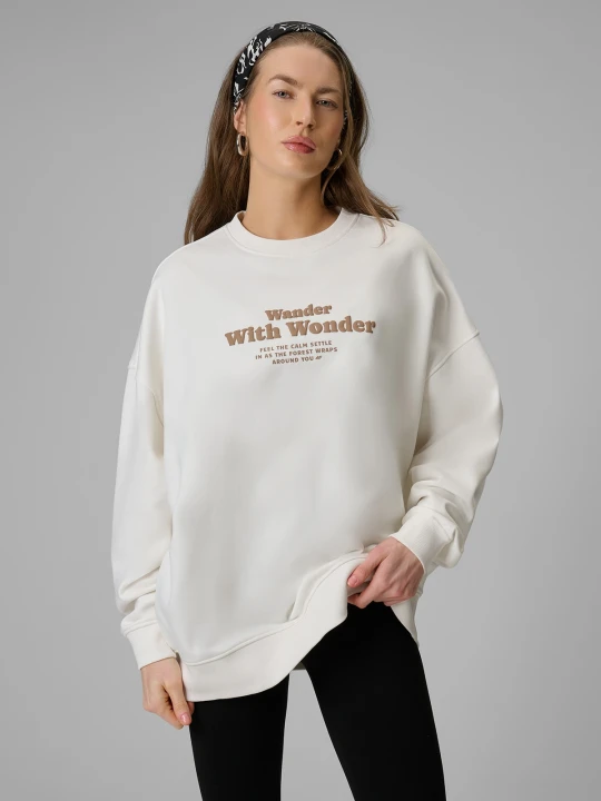 Zdjęcie produktu 4F Bluza dresowa oversize bez kaptura damska - biała XL