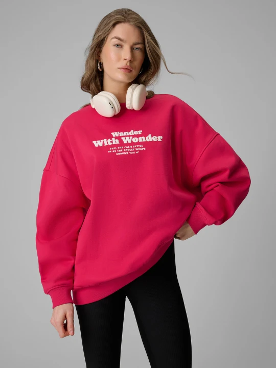 Zdjęcie produktu 4F Bluza dresowa oversize bez kaptura damska - różowa XL